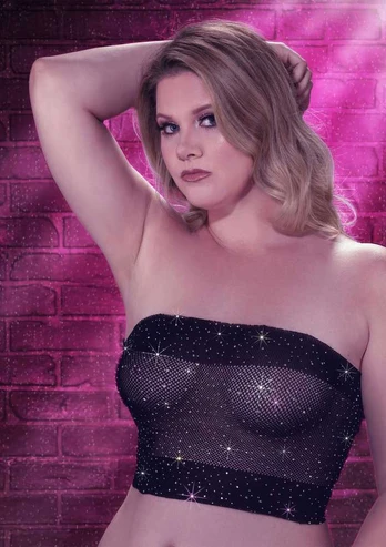 CalExotics Radiance Bandeau Top Plus Size Mesh Rhinestone 3X