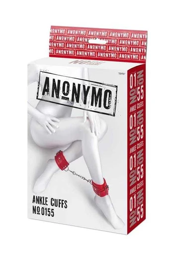 Toyfa Anonymo handcuffs, PU leather, red, 27 cm