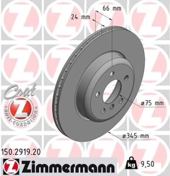 Stabdžių diskas ZIMMERMANN 150.2919.20