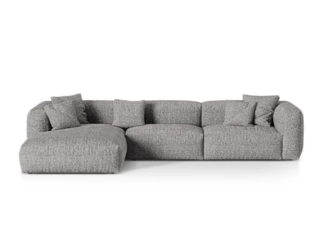 Boucle Modular Left Corner Sofa, "Martina", 3 Seats, 330x176x75, Graphite