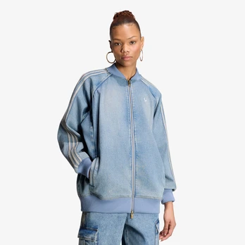 adidas SST Oversized Denim Tracktop Worn Blue Denim - Dydis XL (KQ6473 Striukės)