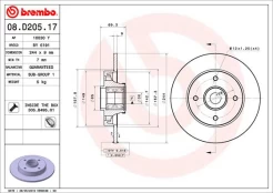 Stabdžių diskas BREMBO 08.D205.17 kaina