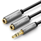 [Užsakomoji prekė] Garso kabelio adapteris Jack į 2x Jack 20cm - Ugreen (10532) - Juodas kaina