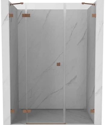 Dušo durys Mexen Lunar, kairinės, 130 cm, transparent/brushed copper