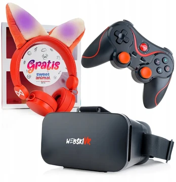 Webski Google Vr 3d akiniai su ausinėmis + Bluetooth pultelis