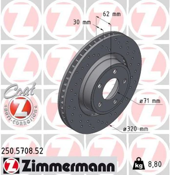Stabdžių diskas ZIMMERMANN 250.5708.52