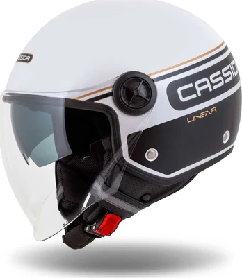 Motorcycle Helmet Cassida Handy Plus Linear Pearl Baltas/Juodas/Gold