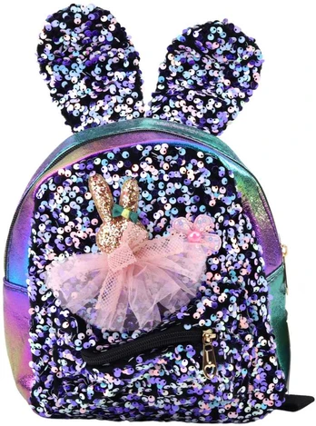 Lean Children's Backpack Sequins Rabbit Ears Dark Colorful 22cm 4.4L
