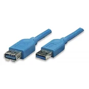 Kabelis USB Techly USB-A - USB-A 3 m Mėlyna (ICOC-U3-AA-30-EX) kaina