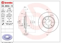 BREMBO 08.9602.10 Brake Disc kaina