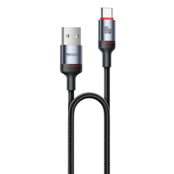 Kabelis Yesido CA130C USB to USB-C black 18W 2 m