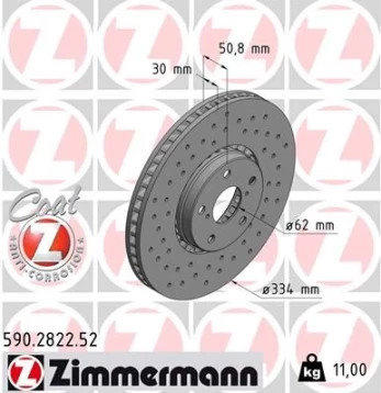 Stabdžių diskas ZIMMERMANN 590.2822.52