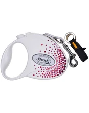 Automatinis pavadėlis Flexi Glam Splash 2038, baltas/rožinis, S 3m kaina