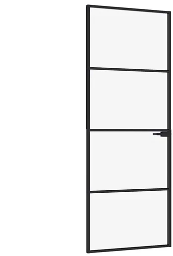 Vidaus durys, juodos, 76x201,5cm, grūdintas stiklas/aliuminis
