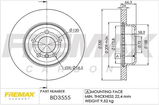 Stabdžių diskas FREMAX BD-3555