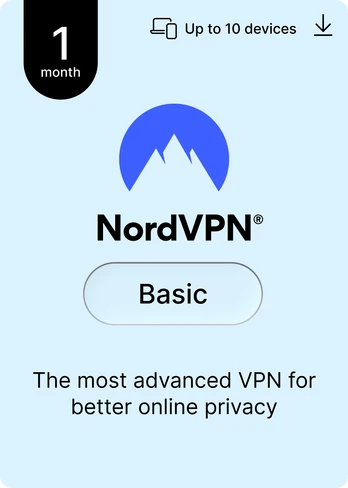 NordVPN Basic - 1 Month - 10 Devices (PC/MAC/Mobile) Most Advanced VPN Software Subscription Key GLOBAL