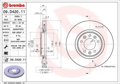 Stabdžių diskas BREMBO 09.D420.11 kaina