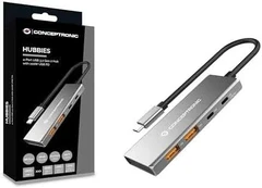 USB šakotuvas Conceptronic HUBBIES15G Pilka