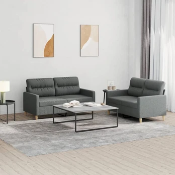 Sofa Sofos komplektas su pagalvėlėmis, 2 dalių, pilkas, audinys