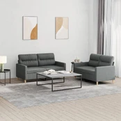 Sofa Sofos komplektas su pagalvėlėmis, 2 dalių, pilkas, audinys kaina