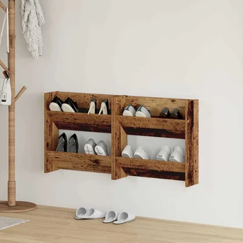 Sieninės batų spintos 2 pcs Sena mediena 60 x 18 x 60 cm