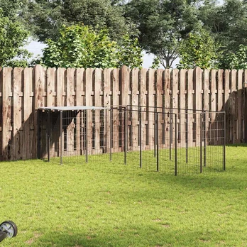 Voljeras šunims, juodos spalvos, 8,47 m², plienas