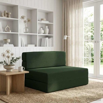 Sulankstomas Sofas-Lova Tamsiai žalia 190 x 70 x 15 cm audinys