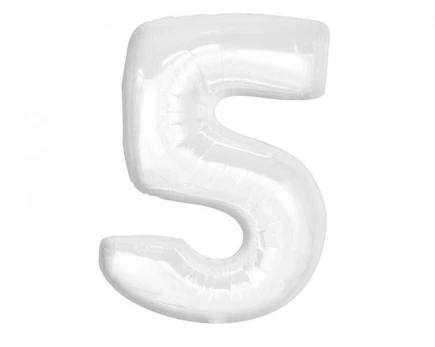 Folinis balionas „Skaičius B&C“, baltas, skaičius 5, 92 cm