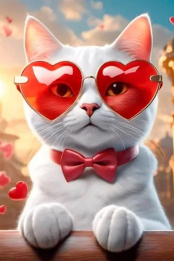 Diamond Painting kit "Romantic cat" 20x30 cm WD3071