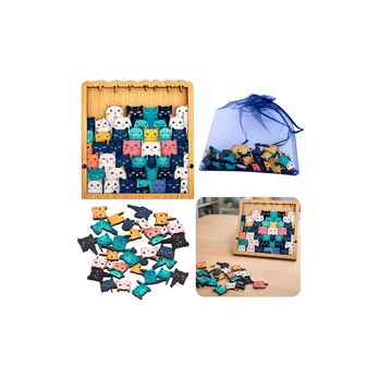 Lean Toys Wooden Puzzle Kittens Educational Puzzle Frame Bag 62 pcs.