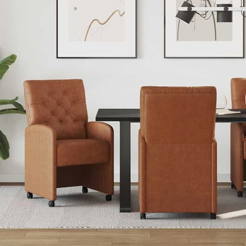 Valgomojo kėdės 2 pcs Ruda 58 x 67 x 97 cm Dirbtinė oda