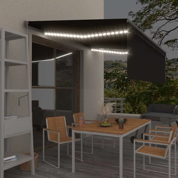 Markizė su uždanga/LED/vėjo jutikliu, antracito, 4,5x3m