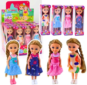Mini lėlė ilgais plaukais, 15 cm (1 vnt.)