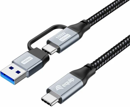 Equip Kabelis USB-C 3.2 -> C/A St/St 1.00m 20Gbps juodas
