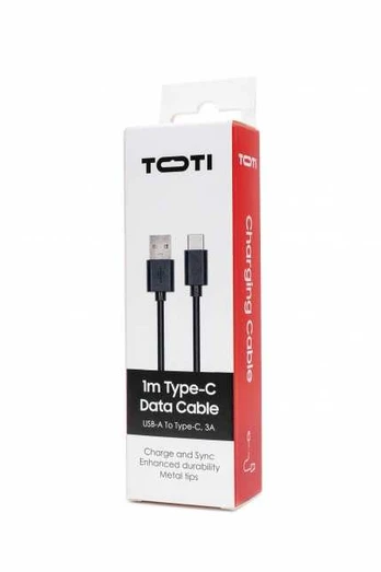 Laidas Toti, 1 x USB Type C/1 x USB Type-A, 1 m, juoda