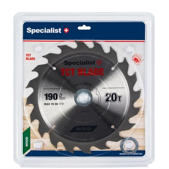 Medžio pjovimo diskas SPECIALIST+, 190 mm, 20 dantų, 30/20/16 mm