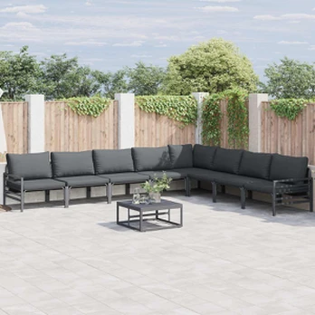 Sodo Sofų Rinkinys 9 pcs Antracito Plienas