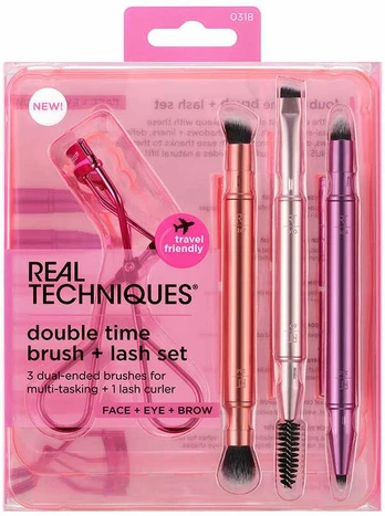 Real Techniques DOUBLE TIME BRUSH + LAST CASE 4 pcs