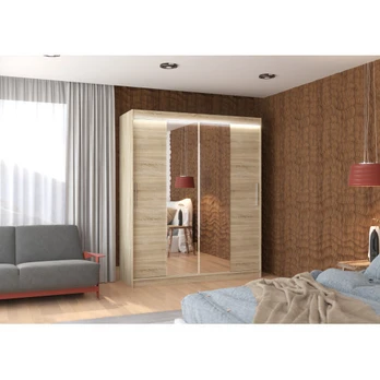 Sliding wardrobe with mirror and lighting LED DALLAS 180