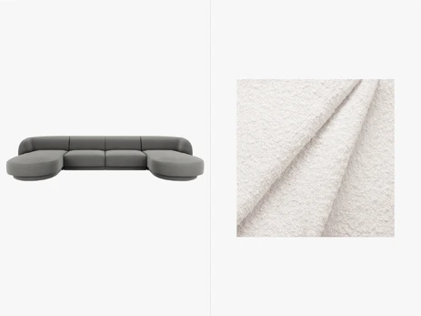 U formos sofa, Miley, 5 vietų, 330x156x70, balta