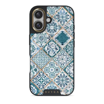 Tropical Oasis - Ornament iPhone 16 Plus Case, Elite Dark (MagSafe) / Gold