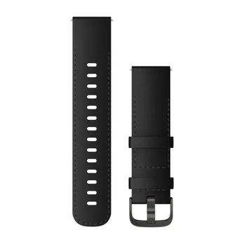 Apyrankė Garmin Quick Release Bands (22 mm), Black Leather with Brushed Slate Hardware