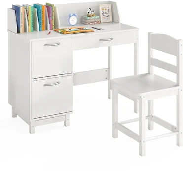 Vaikų stalas ir kėdė balta