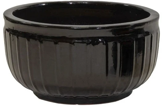 Mega Keraminis vazonas Glazed, apvalus, juodas, 45 x 24(A) cm