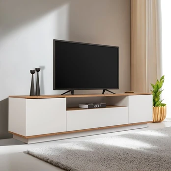 TV staliukas Veramont, baltas/rudas