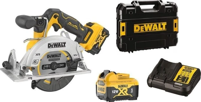 Akumuliatorinis diskinis pjūklas DeWalt DCS512P2-QW; 12 V; 2x5,0 Ah akum.