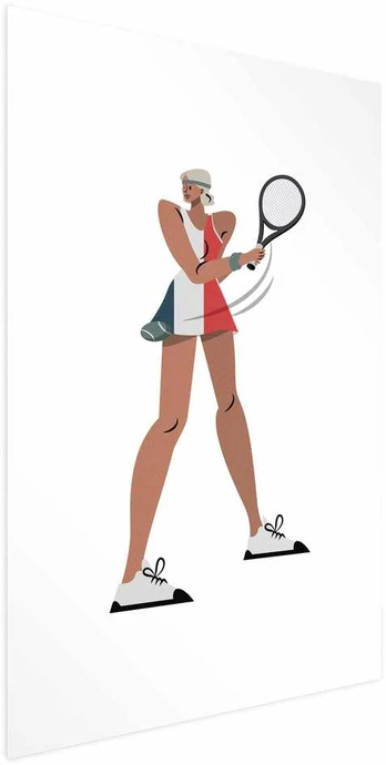 Artgeist Plakatas - Tennis Player with a Racket on a Baltas Background - Illustration