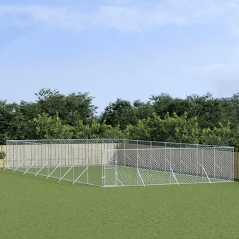 Lauko voljeras šunims, sidabrinis, 8x16x2m, plienas