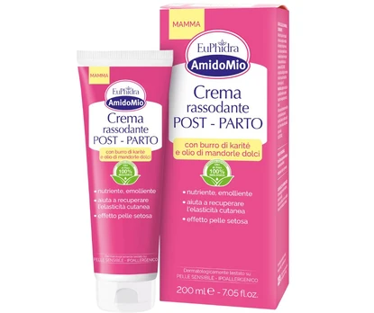 AMIDOMIO stangrinantis ir maitinantis kūno kremas po gimdymo, 200 ml