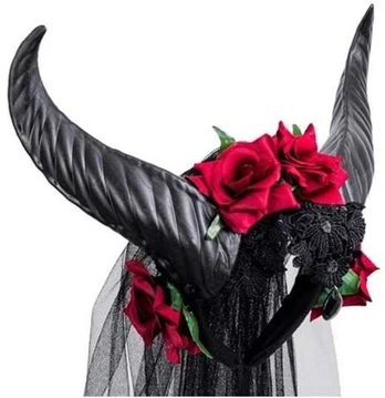 Widmann Demon horn med slør og blomster